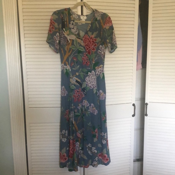 H&M Dresses & Skirts - GP & J BAKER H&M Chic Blue/Grey Floral Midi Dress